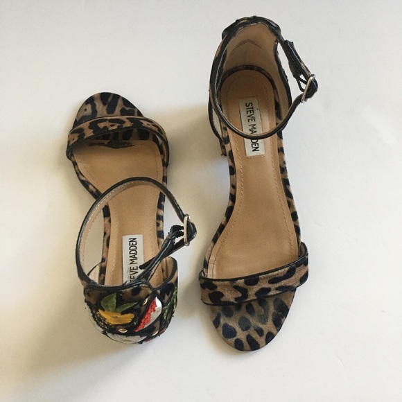 Steve Madden Inca Embellished Leopard Block Heel - Picture 1 of 6